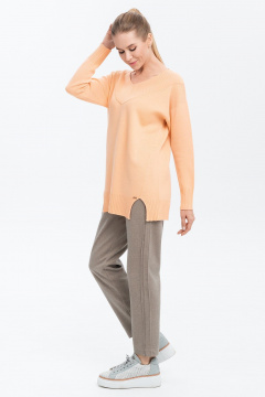 Джемпер с разрезами и широким вырезом из кашемира AREOLA 10465 абрикос - фото 4