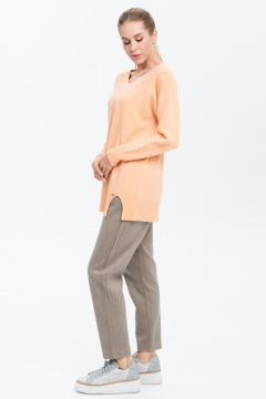 Джемпер с разрезами и широким вырезом из кашемира AREOLA 10465 абрикос - фото 3