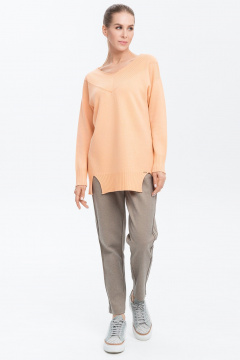 Джемпер с разрезами и широким вырезом из кашемира AREOLA 10465 абрикос - фото 2