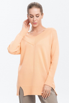 Джемпер с разрезами и широким вырезом из кашемира AREOLA 10465 абрикос - фото 1