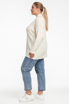 Джемпер-тuerra из кашемира с косами и стойкой AREOLA 10466 жемчуг - фото 5