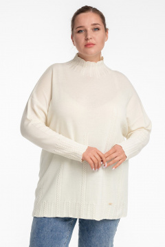 Джемпер-тuerra из кашемира с косами и стойкой AREOLA 10466 жемчуг - фото 1