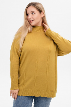 Джемпер-тuerra из кашемира с косами и длинным рукавом AREOLA 10466 карри - фото 1