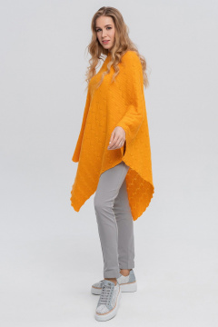 Оранжевая кашемировая накидка с ажурным узором AREOLA 10594 манго - фото 3