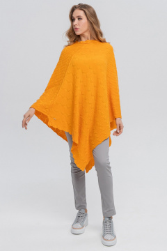 Оранжевая кашемировая накидка с ажурным узором AREOLA 10594 манго - фото 2