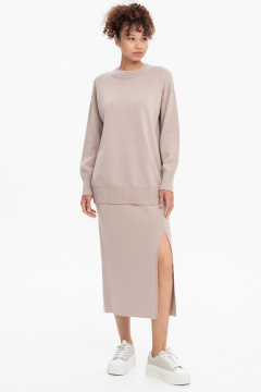 Бежевый трикотажный юбка с мягкими складками AREOLA 10679 мокка - фото 4