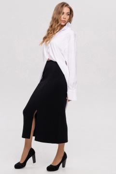 Юбка вязаная длинная карандаш с разрезами AREOLA 10688 неро - фото 4