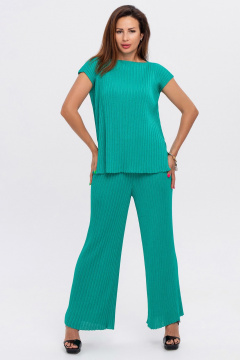 Зеленые брюки плиссе с шелковистой текстурой AREOLA 10793 мелисса - фото 4
