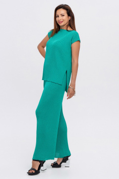 Зеленые брюки плиссе с шелковистой текстурой AREOLA 10793 мелисса - фото 3