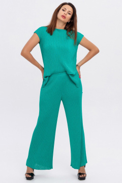 Зеленые брюки плиссе с шелковистой текстурой AREOLA 10793 мелисса - фото 2