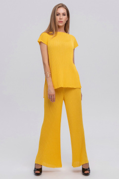 Желтые брюки плиссе из итальянской вискозы AREOLA 10793 солнце - фото 2