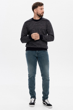 Джемпер из шерсти Меринос с полосками и однотонной отделкой AREOLA 10960 т.синий/меланж - фото 3