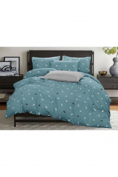 Мягкая зелёная постельная ткань комплект пододеяльник и простынь СонМаркет Бязь Стрекоза 1,5-а спальный - фото 1