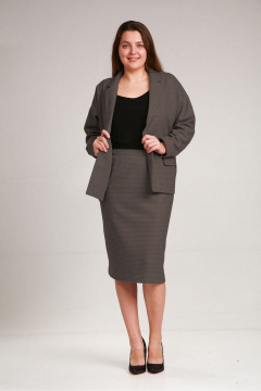 Деловой женский костюм юбка и жакет из текстильной ткани Fortuna ШЖ 1322 коричневый - фото 3