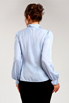 Блуза прямого силуэта с вытачками и присборенными рукавами Таир-Гранд 62439 голубой - фото 2