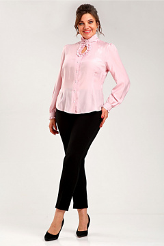 Блуза прямого кроя с вытачками и рюшей в демисезон Таир-Гранд 62439 розовый - фото 4