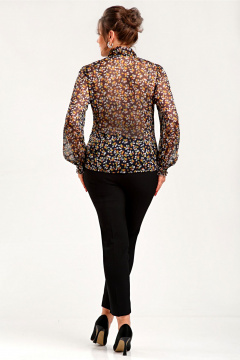 Блуза прямого силуэта с вытачками и контрастным принтом Таир-Гранд 62439 листья - фото 5