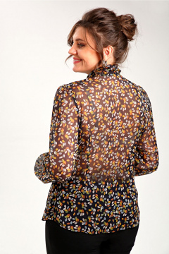 Блуза прямого силуэта с вытачками и контрастным принтом Таир-Гранд 62439 листья - фото 2