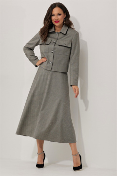 Комплект жакета, топа и юбки из тканевой с пайетками Магия моды 2528 серый - фото 4