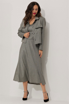 Комплект жакета, топа и юбки из тканевой с пайетками Магия моды 2528 серый - фото 3