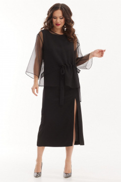 Нарядное платье и блуза из органзы и текстиля Магия моды 2529 черный - фото 5