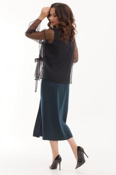 Нарядное платье и блуза из струящейся органзы Магия моды 2529 изумрудный - фото 2