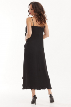 Платье-комбинация свободное с боковым разрезом из атласа Магия моды 2530 черный - фото 2