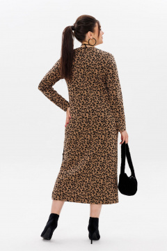 Платье прямого силуэта из трикотажа с боковой шлицей и карманами Anelli 1498 цейлонский_леопард - фото 5