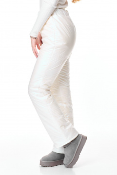 Брюки утепленные прямые из плащевой ткани с пряжкой T&N 7599 молочный_перламутр - фото 5