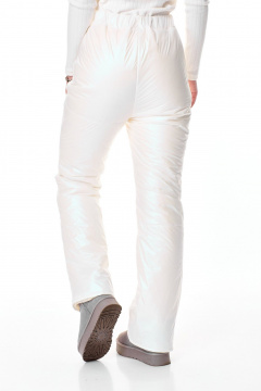 Брюки утепленные прямые из плащевой ткани с пряжкой T&N 7599 молочный_перламутр - фото 4