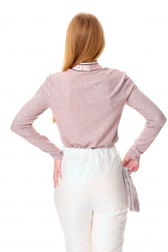 Гольф из трикотажа в стиле спорт-шик с воротником стойка T&N 7601 пудра - фото 4