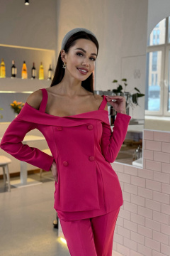 Элегантный розовый топ с съёмными бретелями и асимметричным кромкой AURA otd 2182 - фото 1