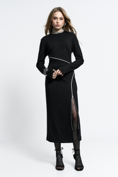 Платье с молниями-декором из трикотажа с разрезом на рукаве MilMil 1161 Флоренция_черный - фото 2