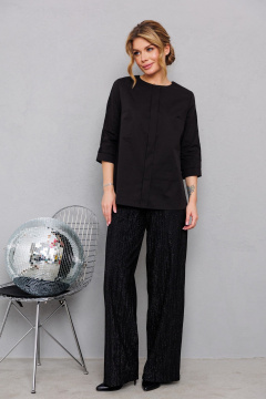 Трикотажные брюки с широким поясом для ежедневных образов AMORI 5206 чёрный - фото 4