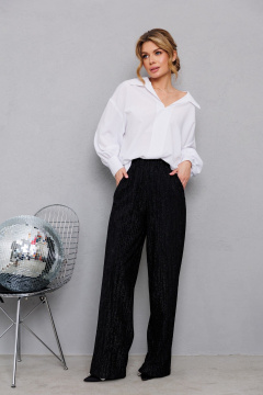 Объемная белая блузка с широкими рукавами и модным воротником AMORI 6456 белый - фото 3