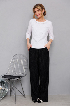 Молочная блузка с отделкой ришелье и эффектным воротником AMORI 6461 молоко - фото 2