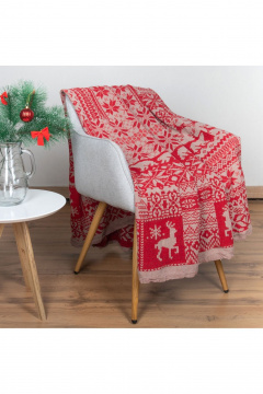 Красный леняный плед полульняной жаккартовый в упаковке Belaruski Len 18С240-ШР/у./р. 1 Сканди-1 - фото 1