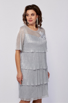 Платье нарядное свободное из плиссированного текста Mira Fashion 4389-7 - фото 3