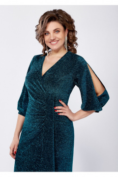 Платье из трикотажа с V-образным вырезом и сборкой Mira Fashion 5480-3 - фото 2