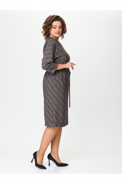 Прямое платье в клетку с рукавом летучая мышь и поясом Zlata 4440 - фото 2