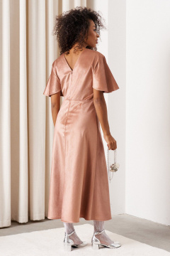 Платье миди с V-образным вырезом и сборками C. of PAPAYA NEW 1720 пудрово-розовый - фото 3