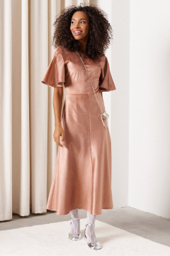 Платье миди с V-образным вырезом и сборками C. of PAPAYA NEW 1720 пудрово-розовый - фото 2