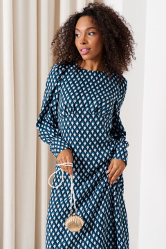 Платье с сборками и разрезом из вискозы C. of PAPAYA NEW 1757 голубой - фото 5