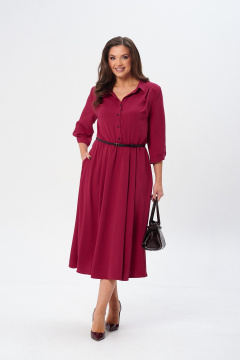 Платье из вискозной ткани с кокетками и рукавом ¾ TVIN 7882 малина - фото 3