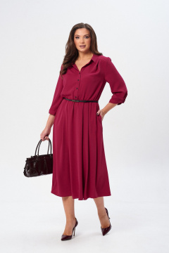 Платье из вискозной ткани с кокетками и рукавом ¾ TVIN 7882 малина - фото 2