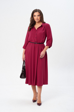 Платье из вискозной ткани с кокетками и рукавом ¾ TVIN 7882 малина - фото 1