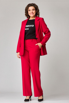 Демисезонный костюм 3 предмета с жакетом и футболкой Твой имидж 2077 красный - фото 1