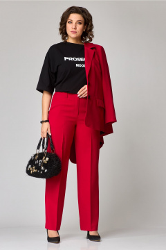 Демисезонный костюм 3 предмета с жакетом и футболкой Твой имидж 2077 красный - фото 5