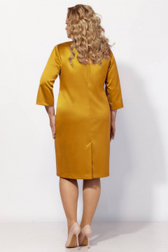 Платье нарядное из текстиля с разрезом на спине Линия Л Б-2046 горчица - фото 3