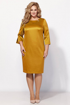 Платье нарядное из текстиля с разрезом на спине Линия Л Б-2046 горчица - фото 1